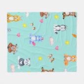 かわいいベビーアニマルピッティングファーム子供部屋毛布 フリースブランケット (正面(横))