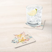 かわいいベビーアニマル名前をカスタムする 男女兼用 スクエアペーパーコースター (インサイチュ)