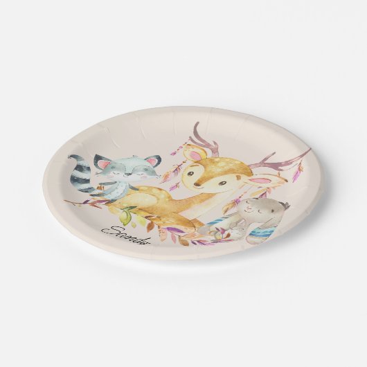 かわいいベビーアニマル名前をカスタムする 男女兼用 ペーパープレート (アングル)