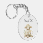 かわいいベビーアニマル羊の引用文背の高い丸い キーホルダー (正面左)