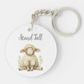 かわいいベビーアニマル羊の引用文背の高い丸い キーホルダー (裏面)