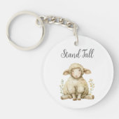 かわいいベビーアニマル羊の引用文背の高い丸い キーホルダー (正面)