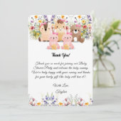 かわいいベビーアニマル&ワイルドフラワーサンキューカード 招待状 (スタンド正面)