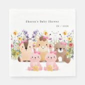 かわいいベビーアニマル&ワイルドフラワーベビーシャワー紙 スタンダードランチョンナプキン (正面)