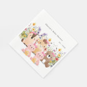 かわいいベビーアニマル&ワイルドフラワーベビーシャワー紙 スタンダードランチョンナプキン (角)