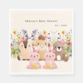 かわいいベビーアニマル&ワイルドフラワーベビーシャワー紙 スタンダードランチョンナプキン (正面)