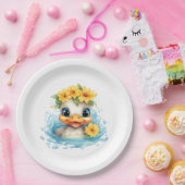 かわいいベビーアヒルおもしろい動物の花 ペーパープレート (パーティー)