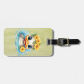 かわいいベビーアヒルおもしろい動物の花 ラゲッジタグ (正面横)