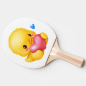 かわいいベビーアヒルとピンクバレンタインハート 卓球ラケット (横)