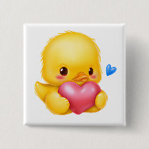 かわいいベビーアヒルとピンクバレンタインハート