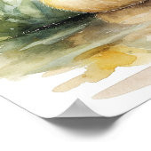 かわいいベビーアヒル池の水彩画 ポスター (角)