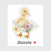 かわいいベビーアヒル花フローラ シール (シート)