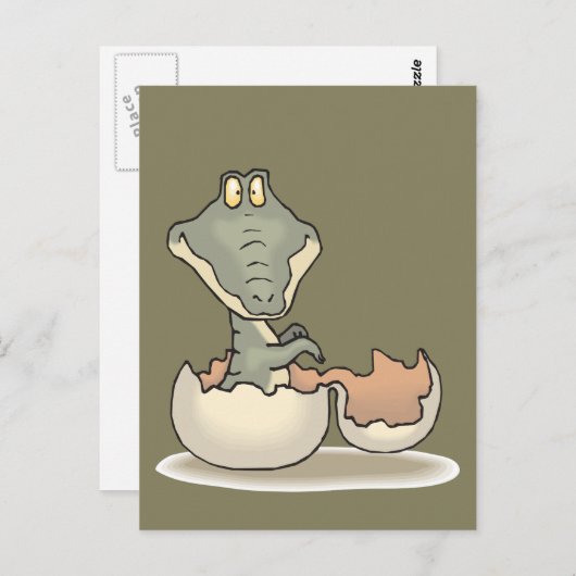 かわいいベビーアリゲーターマンガ ポストカード (正面/裏面)