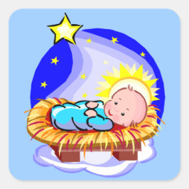 かわいいベビーイエス・キリストおよび星 スクエアシール
