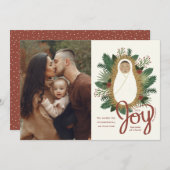かわいいベビーイエズスのスクリプト喜び写真クリスマス シーズンカード (正面/裏面)