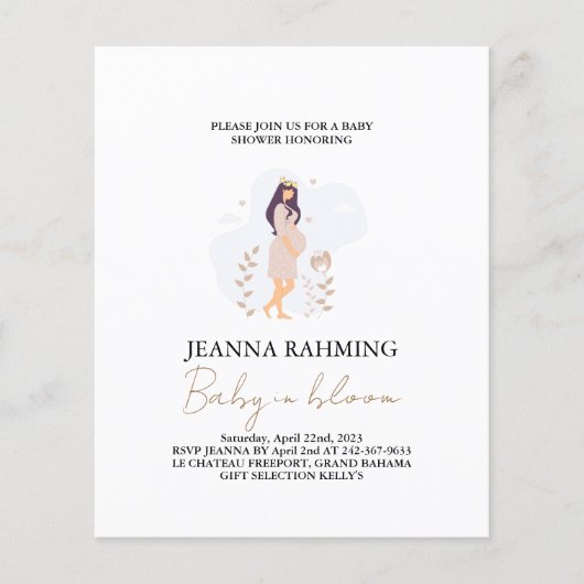 かわいいベビーイン開花ベビーシャワー招待状 (正面)