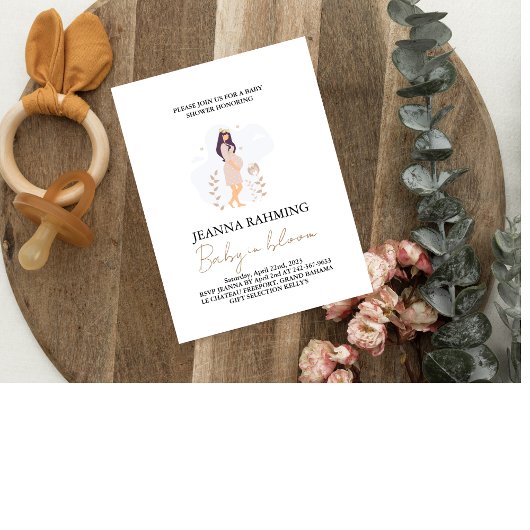 かわいいベビーイン開花ベビーシャワー招待状 招待状