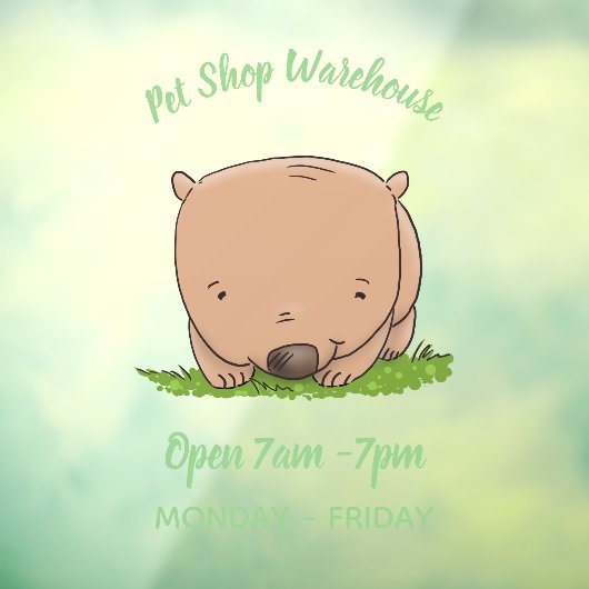 かわいいベビーウォンバット漫画イラストレーション ウィンドウサイン (シート3)