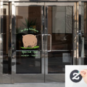 かわいいベビーウォンバット漫画イラストレーション ウィンドウサイン (オフィスドア)