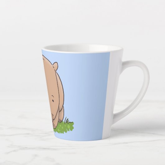 かわいいベビーウォンバット漫画イラストレーション カフェラテマグ (右)