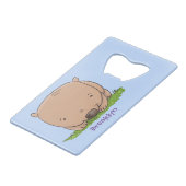 かわいいベビーウォンバット漫画イラストレーション クレジットカード栓抜き (正面アングル)