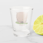 かわいいベビーウォンバット漫画イラストレーション ショットグラス (裏面)