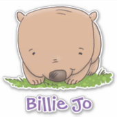 かわいいベビーウォンバット漫画イラストレーション シール (正面)