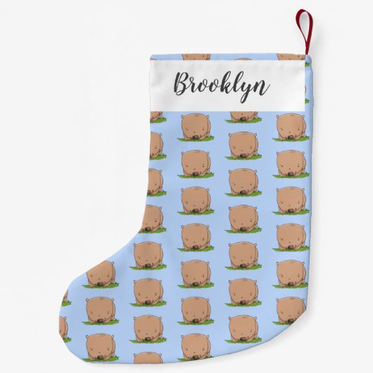 かわいいベビーウォンバット漫画イラストレーション スモールクリスマスストッキング (裏面)