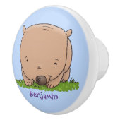 かわいいベビーウォンバット漫画イラストレーション セラミックノブ (右)