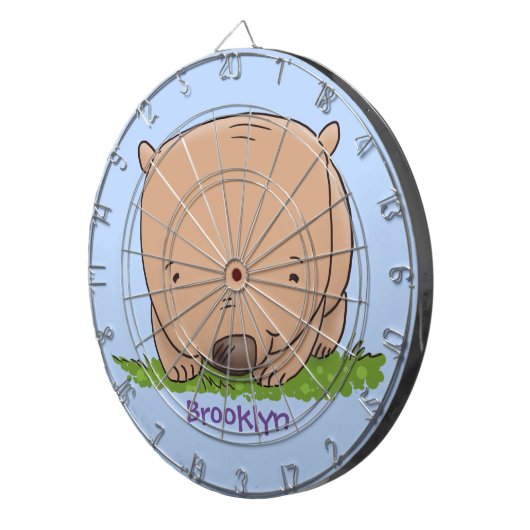 かわいいベビーウォンバット漫画イラストレーション ダーツボード (正面右)