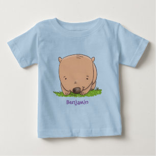 かわいいベビーウォンバット漫画イラストレーション ベビーTシャツ