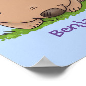 かわいいベビーウォンバット漫画イラストレーション ポスター (角)