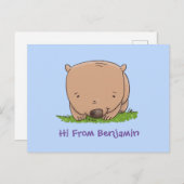 かわいいベビーウォンバット漫画イラストレーション ポストカード (正面/裏面)