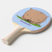 かわいいベビーウォンバット漫画イラストレーション 卓球ラケット (正面アングル)