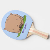 かわいいベビーウォンバット漫画イラストレーション 卓球ラケット (横)