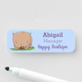 かわいいベビーウォンバット漫画イラストレーション 名札 (インサイチュ)