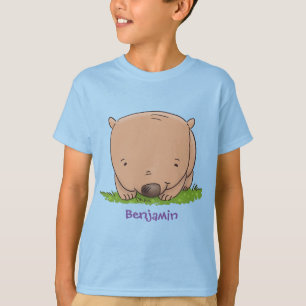 かわいいベビーウォンバット漫画イラストレーション Tシャツ