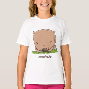 かわいいベビーウォンバット漫画イラストレーション Tシャツ