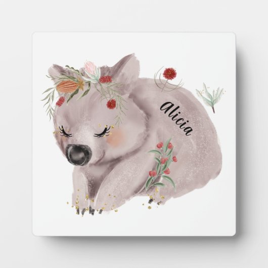 かわいいベビーウォンバット金ゴールドスペックルカスタム フォトプラーク (正面)