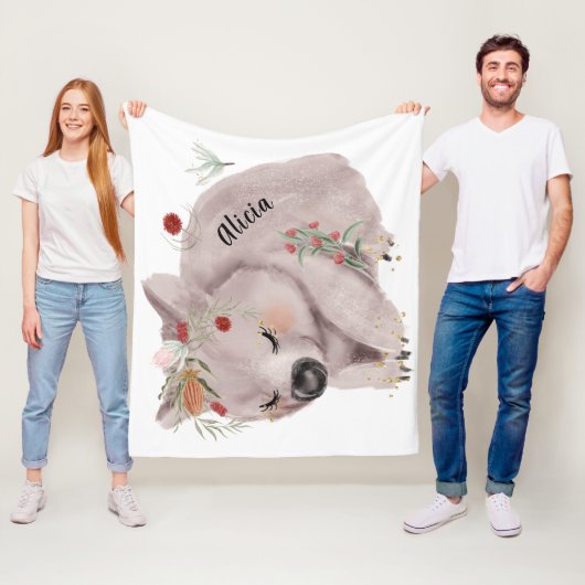 かわいいベビーウォンバット金ゴールドスペックルカスタム フリースブランケット (インサイチュ)