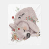 かわいいベビーウォンバット金ゴールドスペックルカスタム フリースブランケット (正面)