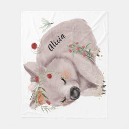 かわいいベビーウォンバット金ゴールドスペックルカスタム フリースブランケット