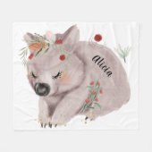 かわいいベビーウォンバット金ゴールドスペックルカスタム フリースブランケット (正面(横))