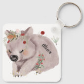 かわいいベビーウォンバット金ゴールドスペックル名前をカスタムする キーホルダー (裏面)