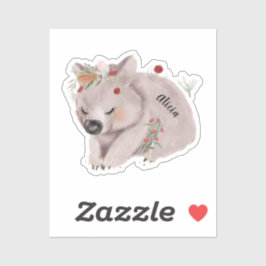 かわいいベビーウォンバット金ゴールドスペックル名前をカスタムする シール