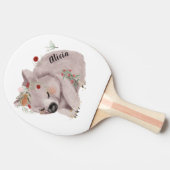 かわいいベビーウォンバット金ゴールドスペックル名前をカスタムする 卓球ラケット (横)