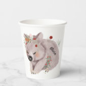 かわいいベビーウォンバット金ゴールドスペックル名前をカスタムする 紙コップ (正面)