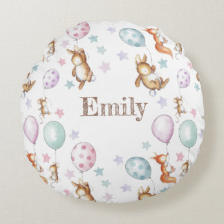 かわいいベビーウッドランド動物のクッション ラウンドクッション