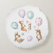 かわいいベビーウッドランド動物のクッション ラウンドクッション (裏面)