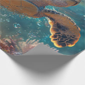 かわいいベビーウミガメとシャボン玉がデコップル ラッピングペーパー (角)